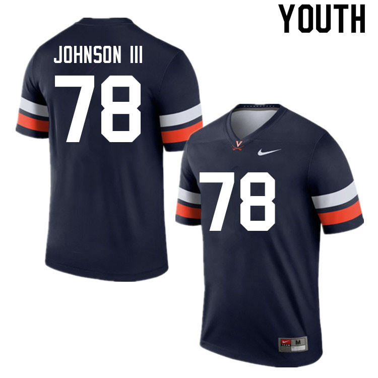 Youth #78 Jestus Johnson III Virginia Cavaliers College Football Jerseys Sale-Navy - Click Image to Close